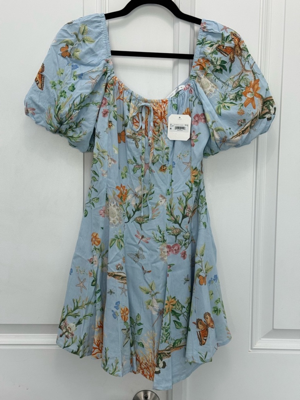 Altar’d State NWT Blue Floral Puff Sleeve Mini Dress
